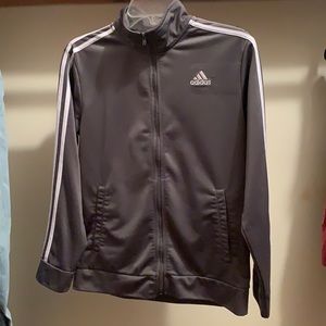 Gray and white adidas jacket